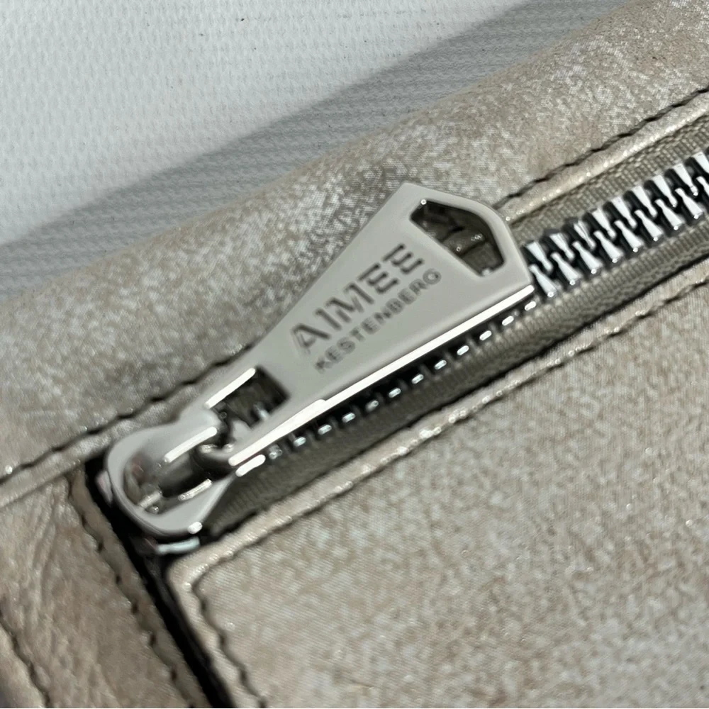 NWT Aimee Kestenberg Leather Stone Silver Ashley Pouch - Picture 10 of 10